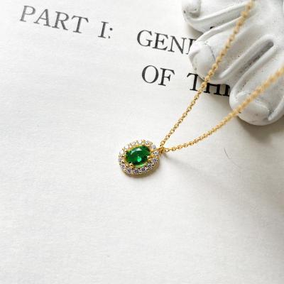 China 925 Sterling Silver Environmentally Friendly Saudi Gold Dubai Gold Luxury Green CZ Necklace For Women for sale