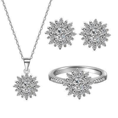 China CLASSIC Snowflake Zircon Jewelry Set 925 Sterling Silver Jewelery Set CZ Diamond Bridal Jewelery for sale