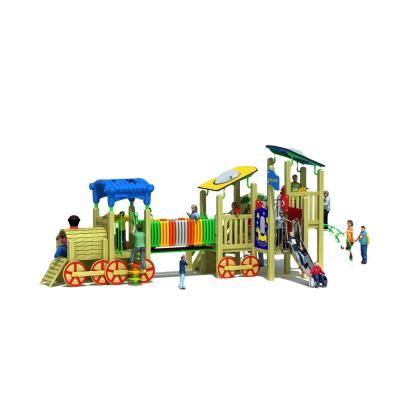 China YL-M047 Small Wooden House Playground Small Playground Outdoor Custom Wooden Train Theme Big Playground Toys For Kids for sale