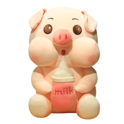 China Wholesale Cute Plush Baby Pig Toy Stuffed Gift Stuffed Animal Pig With Feeding Bottle Soft Plush Pig Doll Toy Gift for sale