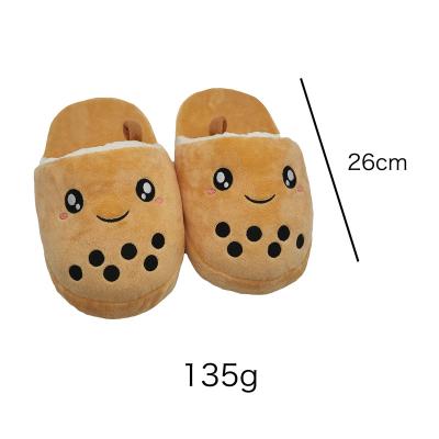 China Wholesale soft toy winter play plush tea cup boba slippers plush tea cup boba maker fashion trend slippers indoor slippers for woman for sale