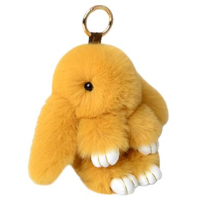 China 18cm Bunny Doll Keychain Soft Cute Fluffy Plush Faux Fur Keychain Pom Pom Fluffy Plush Key Chain Rabbit Keychain Fluffy Key Chain for sale