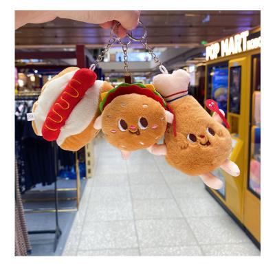 China Small Plush Burger Fry Toy Doll Mini Grab Machine Key Chain Bread Dolls Toys Cute Plush Backpack for sale