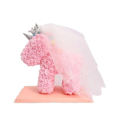 China Pe Foam Rose Rose Unicorn Pe Flower Bear Girlfriend Valentine's Day Gift Home Christmas Decorations for sale