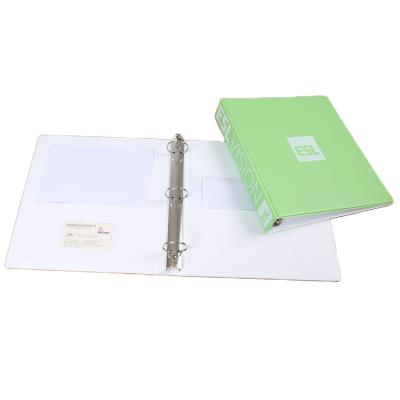 China Hot Selling PVC Office Hard PVC Cover Document File Folders 3 2 Inch Hole Plastic Ring Binder A4 Size Printed With Pocket Custom for sale