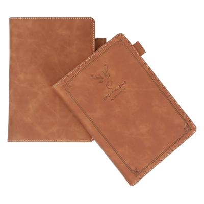 China A5 Hardcover Book PU Leather Office Business Leather Notebook With Pen Holder for sale