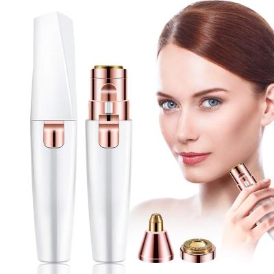 China New Effective Portable Painless Epilator Foreheads Hair Remover USB Pen Electric Rechargeable 2 in 1 Eyebrow Trimmer for sale