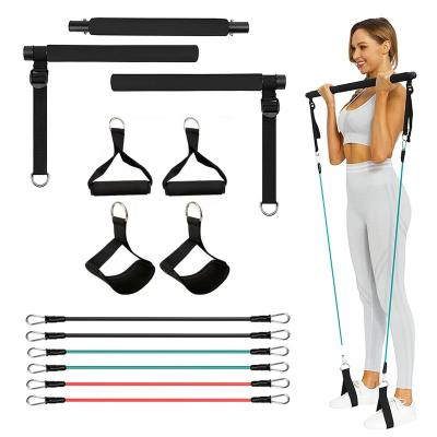 China Portable Gym Equipment Pilates Bar Kit with Resistance Bands for Men and Women Exercise Gym Equipment Home Fitness Supports Full-Body Workouts for sale