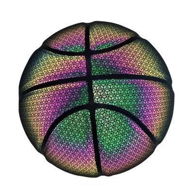 China Custom SMILEBOY Training Holographic Glowing Reflective Basketball PU 8 Pieces 1 Rubber Nylon + PE 2 for sale