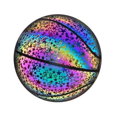 China Factory Direct Sales Basketball Indoor Outdoor Gym Reflective Luminous OEM LOGO Light Up Holographic Basketball Balls Indoor Outdoor Gym for sale