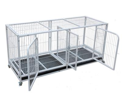 China HMS Breathable Professional Doors Manufacturer 2 Large Chrome Wire Dog Cages With Divider Tray for sale