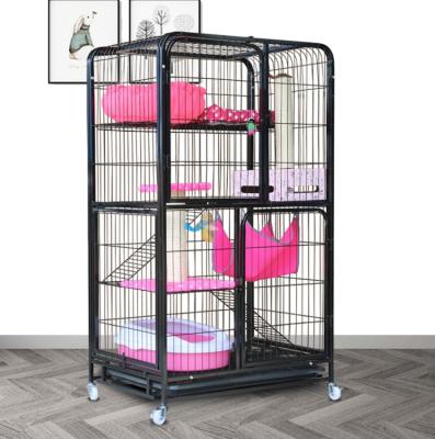 China HMS Pet Crate 3 Row Breathable Cat Cage Playpen Metal Wire Cat Home Cages With Drawer for sale