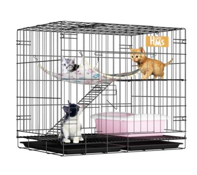 China Customizable Strong Pet Breathable Cat Cage With HMS Cat Cage Iron Square Tube Cat Double Layer Custom Logo 4 Wheels for sale