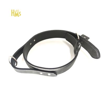 China HMS Custom Pet Supplies Wholesale Black Adjustable Luxury PU Dog Collar and Leash High Quality for sale