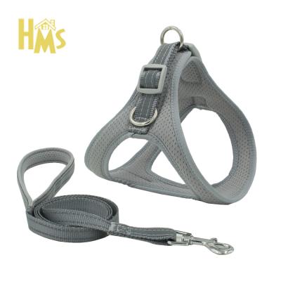 China Custom Breathable HMS Harness and Leash Set Soft Cooling Mesh Padded Luxury Adjustable Reversible No Pulling Custom Dog Harness for sale