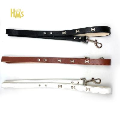 China Personalized Wholesale Custom HMS Pet Products PU Dog Leash With Rivet for sale