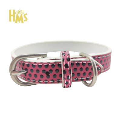 China HMS Personalized Pet Supplies Wholesale High Quality Custom Spotted Small Pu Leather Puppy Collar for sale