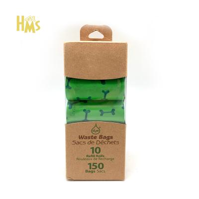 China HMS Viable Pet Cleaning Wholesale Custom Outdoor 150 Pcs In 1 Box Biodegradable Bone Pattern Dog Poop Bag for sale