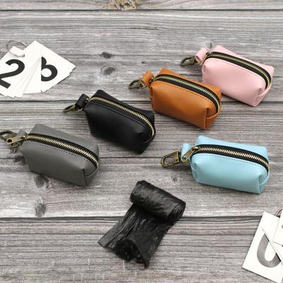 China HMS Viable High Quality Waterproof Modern Leather Dog Take Bag Waste Dispenser Diaper Holder Bag Waterproof Poop Bags for sale