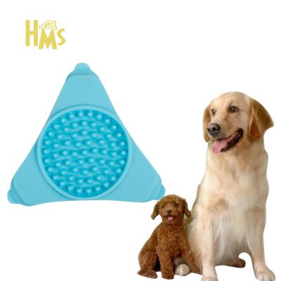 China HMS Sustainable Pet Popular Non-Toxic Silicone Material Dog Lick Pad Triangular Dog Lick Mat Slow Feeder Dog Bowl for sale