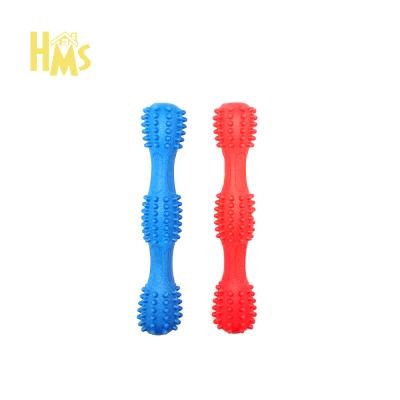 China Non-Toxic HMS Dog Dumbbell Sustainable Squeaky Toys 2021 New Design Train TPR Dog Chew Toys For Chewing for sale