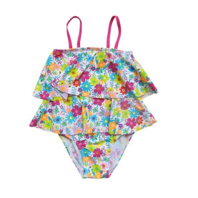 China Flower Pattern Breathable One Piece Bikini From Girl 4 To Baby Girl 10 Year Cute Ruffled Bikini for sale