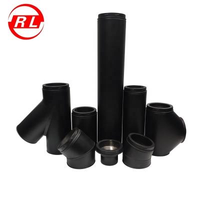 China Modern Black Painted Stainless Steel Flue Kits, Twin Wall Insulated Chimney, Tee/Bend/Elbow for sale