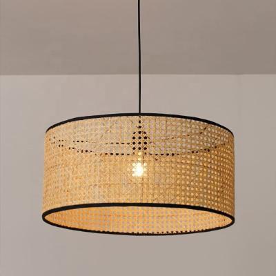 China Modern Japanese Rattan Lamp Wooden Ceiling Lamp LED Bamboo Pendant Nordic Hanging Handmade Lighting for sale