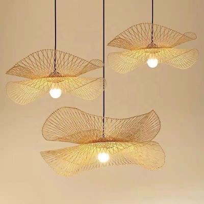 China Modern bamboo rattan lamp handmade bamboo chandelier E27 wicker wicker light fixture for sale