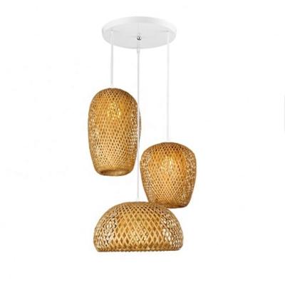 China Modern Rattan Wicker Chandeliers Hand - Woven Bamboo Lantern Pendant Lamp Shades E27 Lighting Fixtures 110V 220V for sale