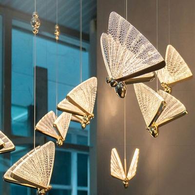 China Staircase Modern Crystal Simple Art Luxury Simple Art Kitchen Restaurant Chandelier Small Butterfly Chandelier Bedside Butterfly Chandelier for sale