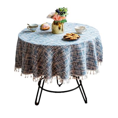 China Blue and white part waterproof wedding round tablecloth for sale