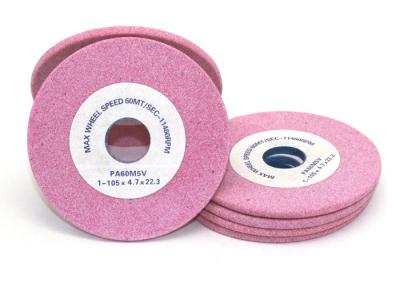 China 4 - 1/8” Pink Aluminum Oxide Grinding Wheel For Chain Saw PA60M5V 105X4.7X22.3 for sale