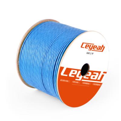 China 23AWG 0.57mm fluke channel 100M Copper Blue 057OFC network cable passthrough channel 100M 305m cat6 UTP network cable 1Gbps 250Mhz low attenuation for sale