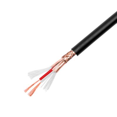 China HOME THEATER Microphone Cable 2x0.22mm2 OFC Copper 2 Shield Double Core Twisted Cable Speaker Audio Cable 100M/Roll for sale