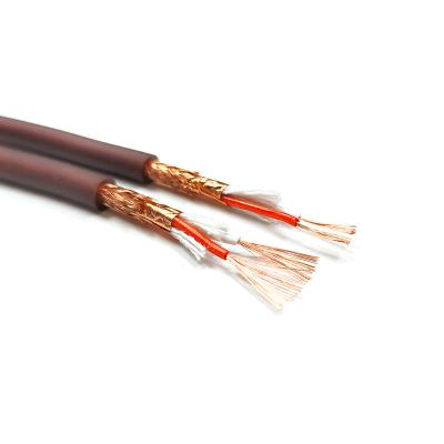 China HOME THEATER Microphone Cable 2x0.3 23AWG OFC Bulk Copper Wine Red Twisted Double Shielded Copper Braiding Al Foil Speaker HiFi Audio Cable for sale