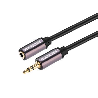 China The high speed car 3.5mm connector male to AUX cable. AL PVC Extension Cable OFC Female Audio Headphones Foil Braids Double Armor for sale