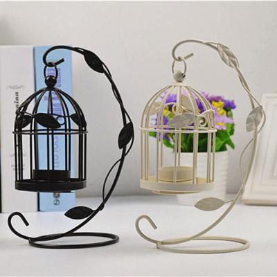 China European scented leaves birdcage candlestick furnishings creative gifts retro candle table iron craft candle stand base for sale