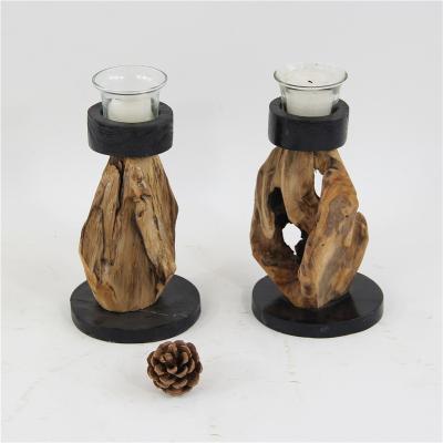 China Wholesale Romantic Decoration Wooden Candle Holder For Candlelight Dinner for sale