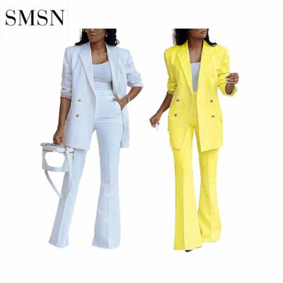 China 2022 New Arrivals Anti-pilling Casual Wide Leg Office Wear Pants Blazer Suit Woman Blazer Two Piece Suit Two Piece Pants Sets Women for sale