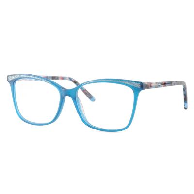 China Optical Frame 2647 Custom Logo Blue Glass Acetate Optical Frames for sale