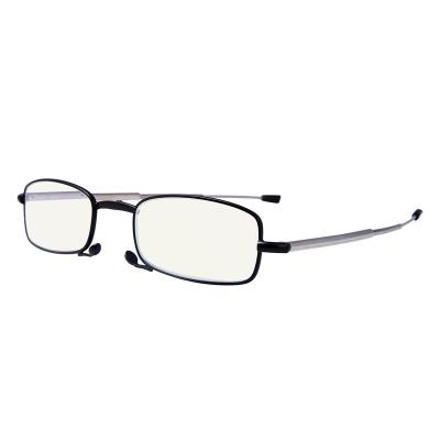 China 001-111 Wholesale Retractable Blue Lightweight Anti Folding Reading Glasses With Case for sale