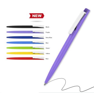 China Promotional Custom Logo Custom Plastic White Ballpoint Pen Advertising Pen Purple Pen for sale