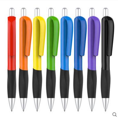 China Promotional pen wholesales colorful body black handle low price white custom pen printing logo pen blue for sale