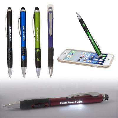 China Promotional Pen Wholesale Led Light Up Pen Plastic Promotional Touch Screen Logo Pen Custom Stylus Pen for sale