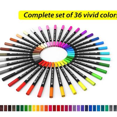 China 36 Colors Fine Liner Watercolor Pens Painting , Double Tip Brush Marker Pens for sale