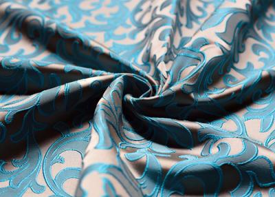 China Silk Jacquard Woven Fabric For Dress , Blue Polyester Jacquard Fabric for sale