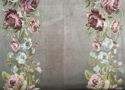 China Embroidery Imitation Polyester Curtain Fabric With Flower Design for sale