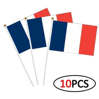 China Wholesale France Blue Flag Hand White Alert World Cup Health Care Institutes Polyester Waving Flag for sale