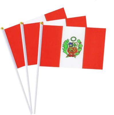 China Healthcare Institutes Sell Peru Flag Peru Small Stick Wholesale Custom Made Mini Handheld Ornament Hand Banner for sale